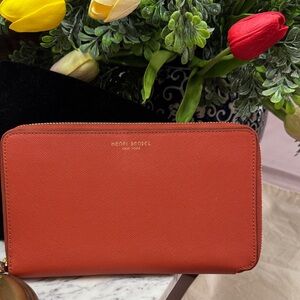 Henri Bendel Vibrant Orange Organizer Wallet